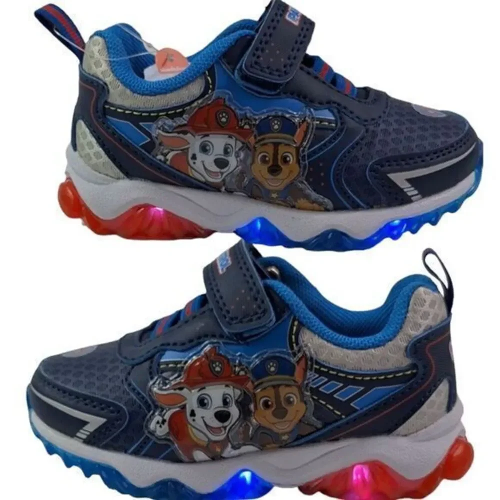 Paw Patrol Toddler Boys Light up Sneakers Size 7 Blue‎ Slip on Lightweight Shoes